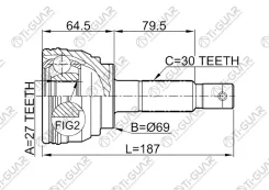 ���� �������� /TI-GUAR ��� Toyota Prado 1996-2002 #ZJ9#, Hilux Surf 1995-2002 RZN185 /27*69*30; TG-9538; (TO-038 TOE038) 4343035030 0110038 N12292H Ti...