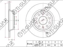���� ��������� /������ /TI-GUAR ��� Octavia 2005-, YETI 2009-, Volkswagen GOLF V /VI 2005-, Passat, Tiguan 2007-; 281.8/12��; TG-1K0615601AD; (RN1227...