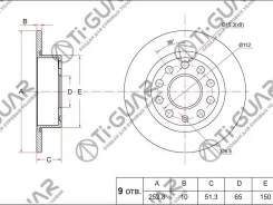 ���� ��������� /�������� /TI-GUAR ��� Nissan AD Y11 SR20VE 1998-2002, B15 SR16VE 1998-2002, Almera N15/N16 QG; 280/22��; TG-1K0615601AB RN33005 1K0615...