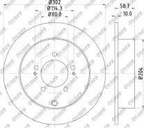 ���� ��������� /������ /TI-GUAR ��� Mitsubishi Outlander 2006-2013 Lancer 2007-2014 D=302mm ������� 10mm TG-4615A035 RN1404 4249F4 ���� ��������� ���...