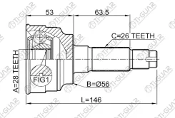 ���� �������� /TI-GUAR ��� Mazda Familia 1998- BJ8W 1.8L BJ8WF, Premacy CP8W /28*56*26; TG-6834; (TG-6834Z44 0510-034A44 MA034A44) MA034 FD542560XA 68...