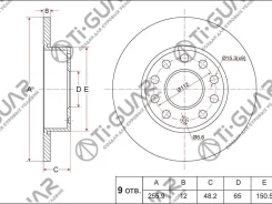 ���� ��������� /������ /TI-GUAR ��� Skoda Octavia 2004-2013, Volkswagen Caddy 2011-2015, GOLF PLUS 2005-2014, Jetta 2011-2015; 255.9/12��; TG-1K061560...