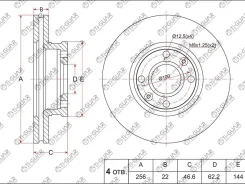 ���� ��������� /�������� /TI-GUAR ��� KIA RIO 2005-2011, Hyundai Accent 2006-, I20 2008-; 256/22��; TG-51712-1G500 RN1370 517121G000 ST517121G000 TG51...