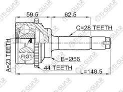 ���� �������� /TI-GUAR ��� Mazda Capella 626 Telstar Cargo 1997-2002; � ABS; 23*56*28; TG-6839Z44; (MA-039A44) GG012550X 0510039A44 Tiguar TG-6839Z44...