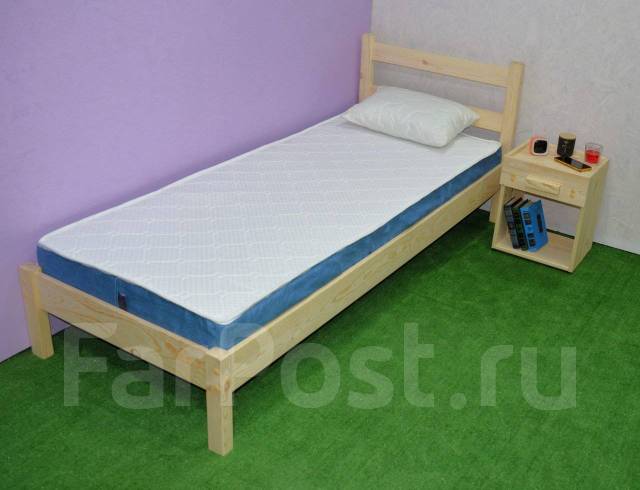 Кровать односпальная деревянная. Сосна. Настоящее дерево. Ширина 80см ...