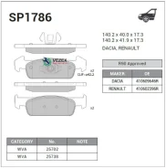 ������� ��������� �������� Renault Logan II (2014- ) Sangsin Brake SP1786 SP1786 ����