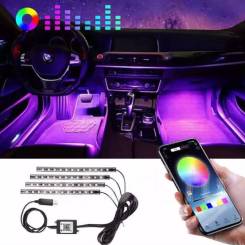 Декоративная RGB LED подсветка салона авто, цветомузыка, ДУ, USB