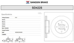 ����. ���� ���. ����. [257x22] 4 ���. Nissan Primera 1996-2000 Sangsin Brake SD4225 SD4225 ����
