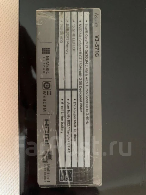 Acer Aspire V3-571G. 15.6", 2,4����, ��� 8 ��, ���� 750���, WiFi: 1, Bluetooth: 1, ����������� �� 8��. ����