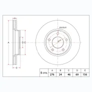 ���� ��������� �������� Mitsubishi Chariot 91-97/ Diamante 90-97/ RVR 91-97/ FTO 94-00 (276 *24 *5x114) ����������� MB0006FDC MB0006FDC ����