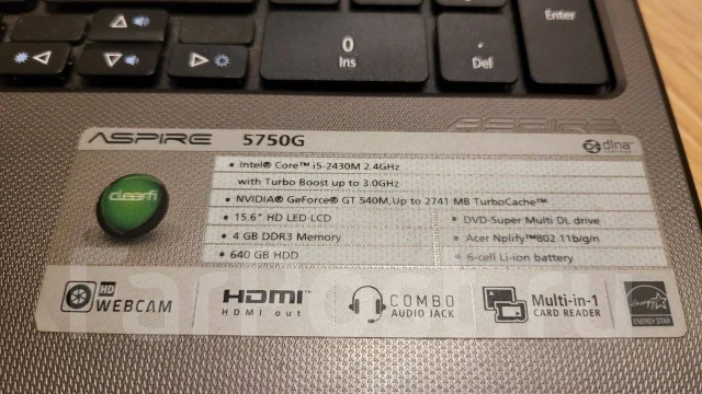 Acer Aspire 5750G. 15.6", ��� 8 ��, ���� 256���, WiFi: 1, ����������� �� 2��. ����
