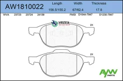 ������� ��������� �������� FORD Focus II/Focus C-Max/Kuga 08, Mazda 3 03/Mazda 5 05, Volvo C30 06/S40 04 Aywiparts AW1810022 AW1810022 ����