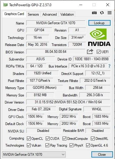 GeForce GTX 1070 ����
