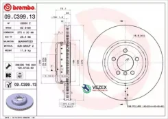 ���� ��������� BMW 3 (F30/F31) 11- 2.0-3.0 �����. ����. D=370 Brembo 09C39913 09C39913 ����