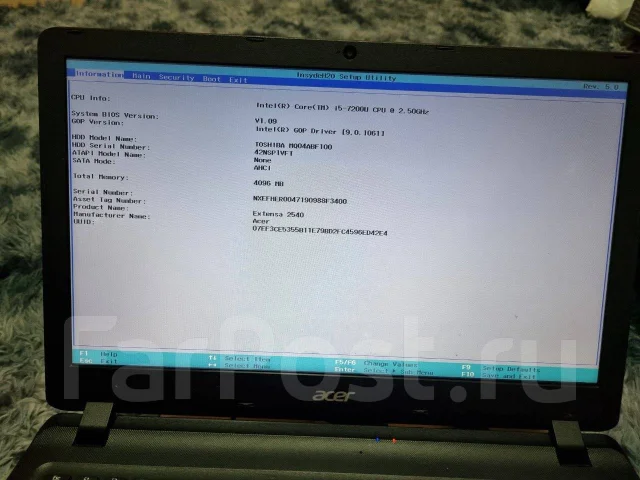 Acer Extensa EX2540. 15.6", 2,5����, ��� 4 ��, ���� 1 024���, WiFi: 1, Bluetooth: 1, ����������� �� 6��. ����