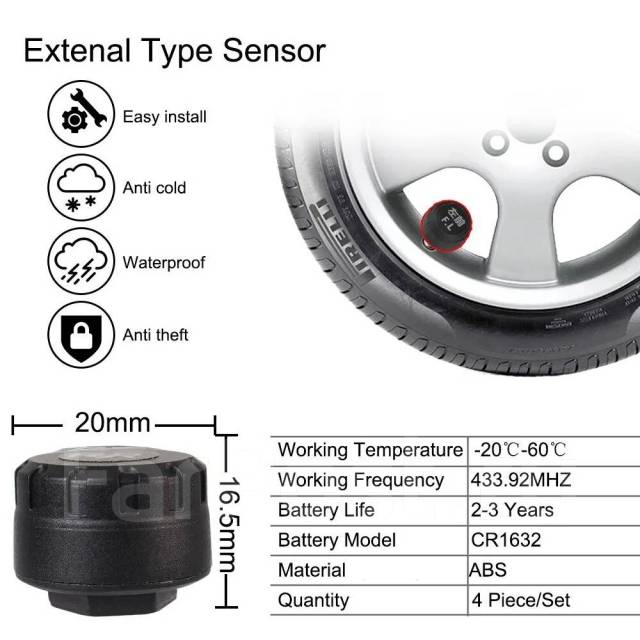 Система контроля давления в шинах TPMS Android (внутренние датчики ...