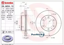���� ��������� (�������) Toyota Hilux Pick Up 04- / Fortuner 04-15 Brembo 09. A634.10, �������� 09A63410 ����