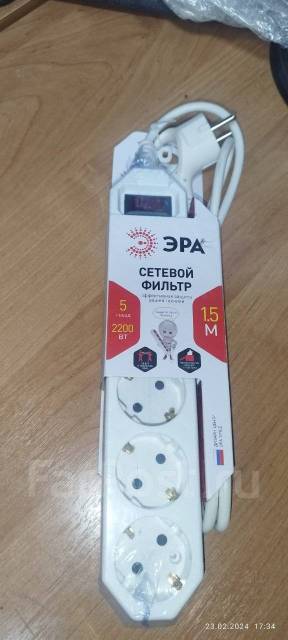 Сетевой фильтр ЭРА USF-5es-1,5m-W, новый, в наличии. Цена: 450₽ во ...