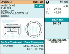 ������� ��� ����� chevrolet aveo/lacetti 1,6 dohc Teikin 30105STD 30105STD ����