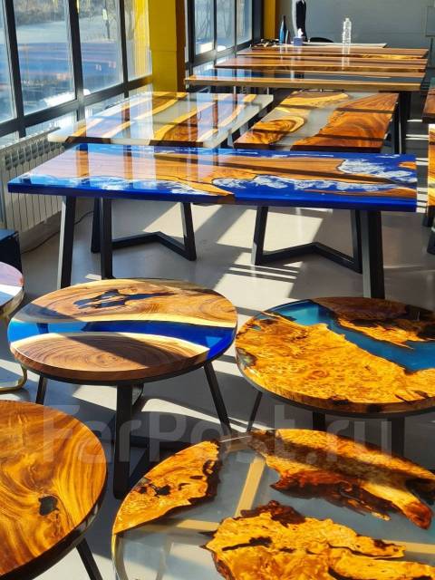 Журнальный стол из эпоксидной смолы и слэба FLF 80*80с, новый, в ...