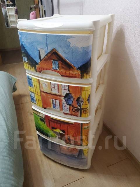 Комод пластмассовый, пластик, количество ящиков: 4, бежевый, 41,0 см ...