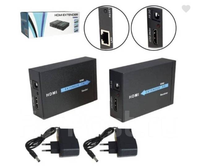 HDMI extender удлинитель по витой паре 60 метров, приемник, передатчик ...