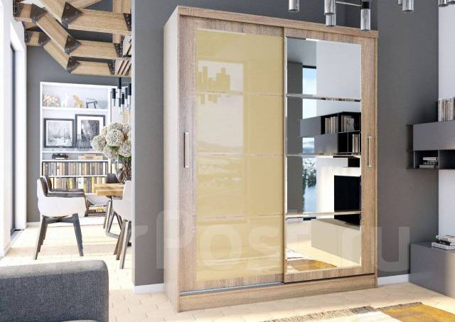 Шкаф-купе Фьюжн № 5 1,7, лдсп, количество дверей: 2, с зеркалом, чёрный ...