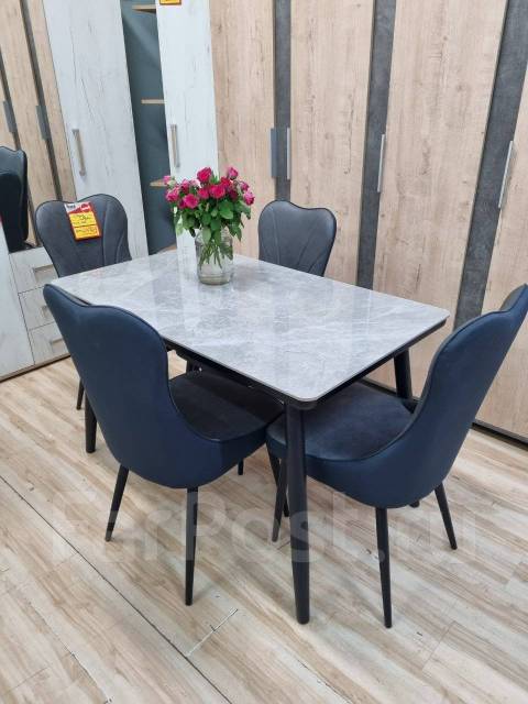 Обеденный стол из керамогранита Версаль серый, прямоугольный ...