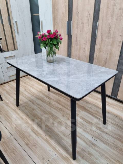 Обеденный стол из керамогранита Версаль серый, прямоугольный ...