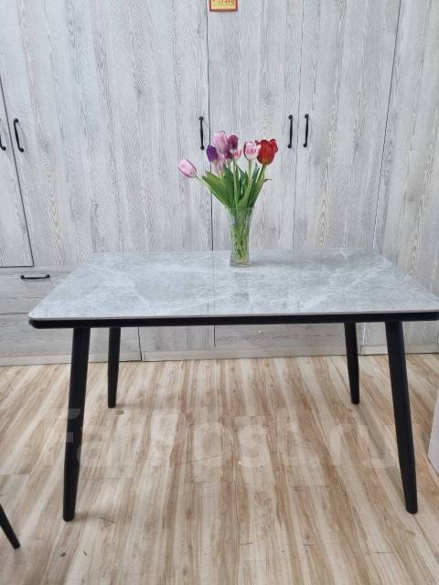 Обеденный стол из керамогранита Версаль серый, прямоугольный ...