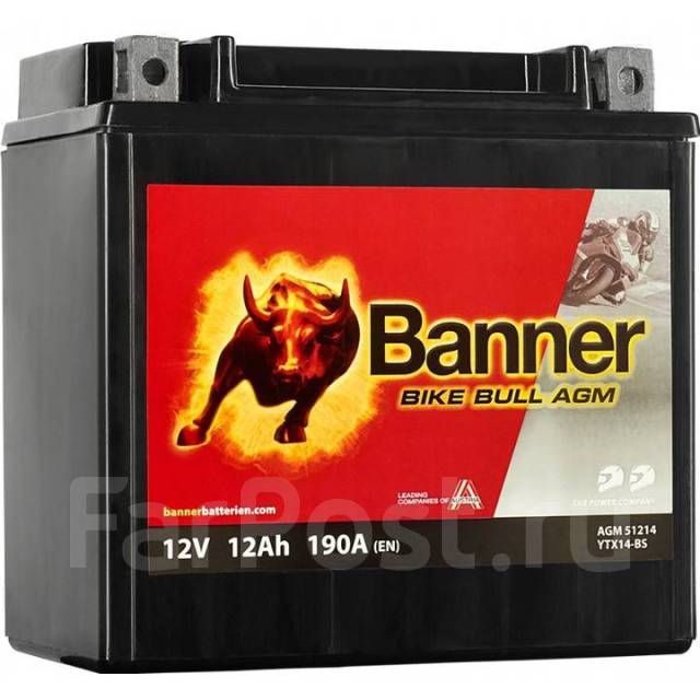 Аккумулятор Banner BIKE Bull AGM Jeep Wrangler JL, прямая (правое), 12 ...
