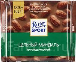 Шоколад Риттер Спорт Extra NUT молочный с цельным миндалем 100 гр, в ...