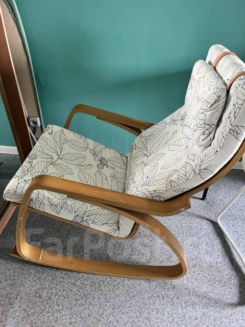 Кресло - качалка ikea, ткань, полозья, чёрный, белый, б/у, в наличии ...