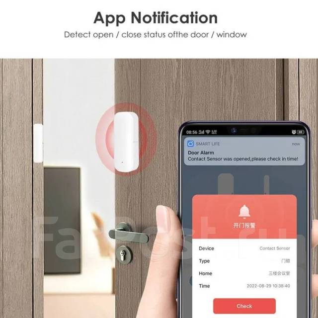 Умный Tuya/WiFi Датчик открытия дверей и окон для умного дома, новый, в ...