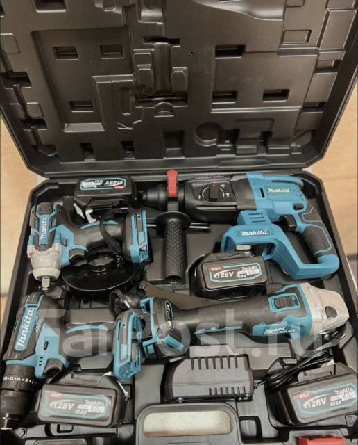 Набор 4в1 Makita (Перфоратор, Болгарка, Шуруповерт, Гайковерт) аккум ...