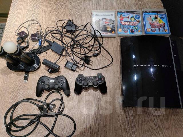 Приставка оригинал SONY Playstation 3 Super Slim + Move, б/у, в наличии ...