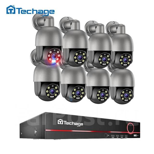 Система комплект видеонаблюдения POE 8 камер 8Мп Techage, новый, в ...