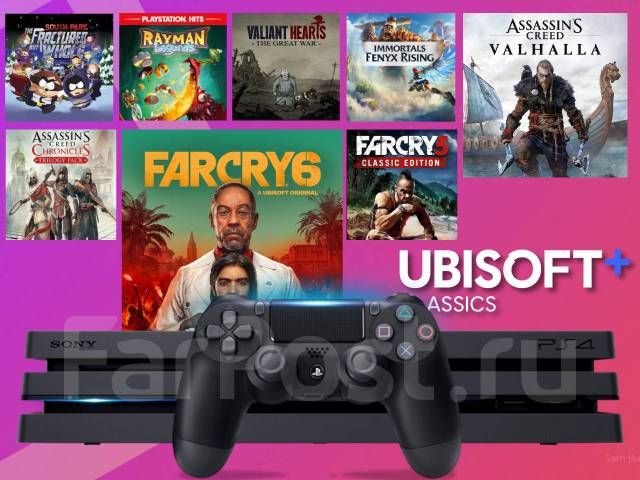 Sony PlayStation 4 Pro 1TB, Гарантия 6 месяцев + Игры Ubisoft, б/у, в ...