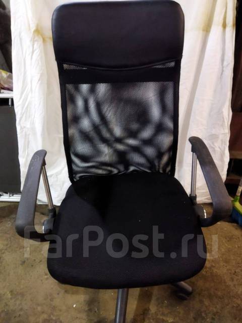 Стул офисный черный, металл, пластик, ткань, чёрный, 55,0 см, 90,0 см ...