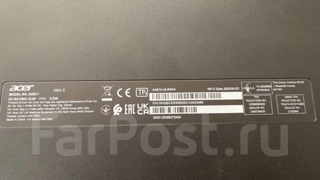Acer Nitro 5. 15.6", 3,3����, ��� 16 ��, ���� 1 000���, WiFi: 1, Bluetooth: 1 ����