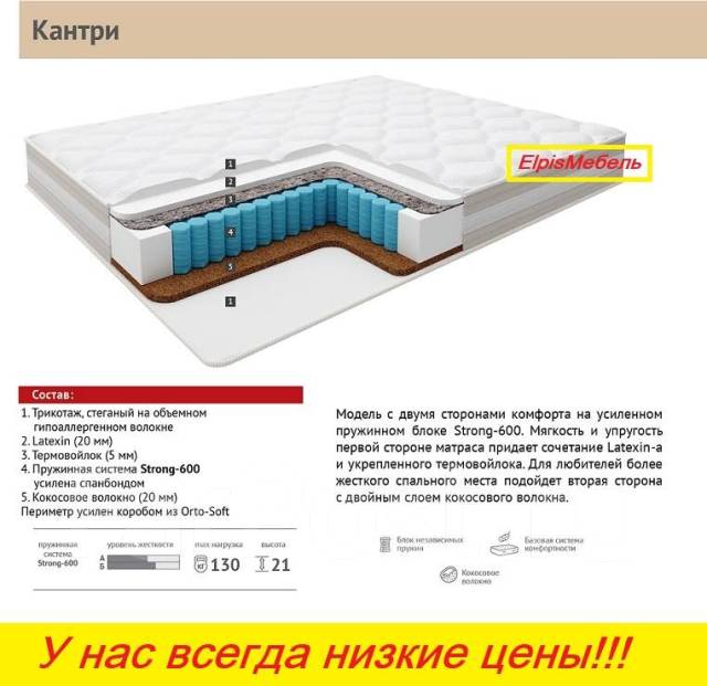 Матрас 900*2000 ортопедический "Кантри" (жесткий). В наличии ...
