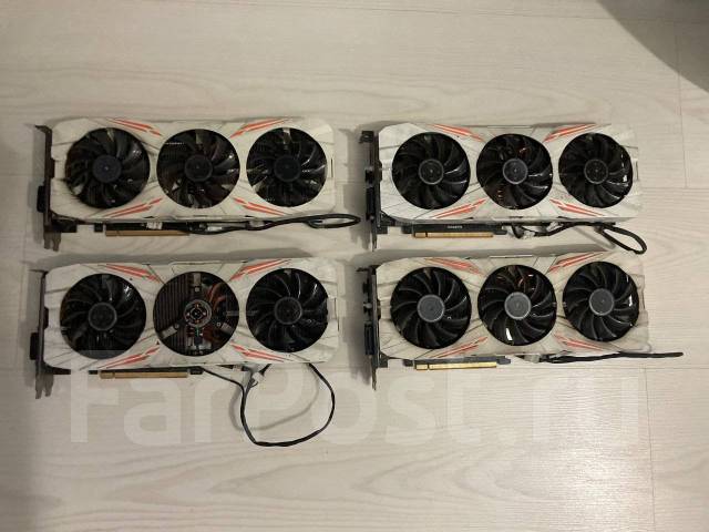 Видеокарты 4 шт Gigabyte GeForce GTX 1080 Ti Gaming OC-11GD, б/у, в ...