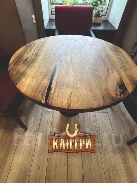 Стол обеденный круглый из массива дерева Слэб, новый, под заказ во ...