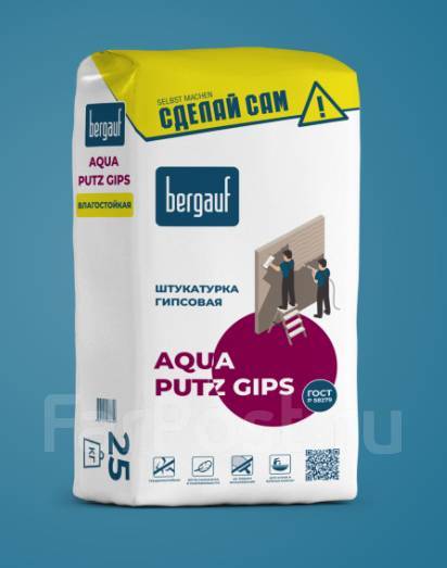 Штукатурка Гипсовая Влагостойкая Bergauf Aqua Putz Gips 25 кг, в ...