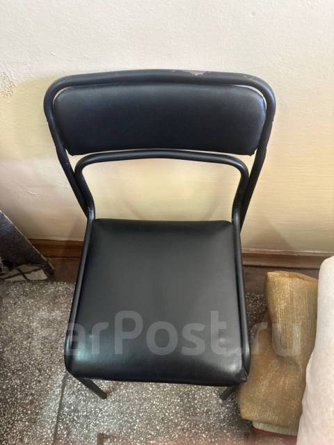 Стул офисный, металл, кожзам, чёрный, гостиная, кухня, офис, прихожая ...