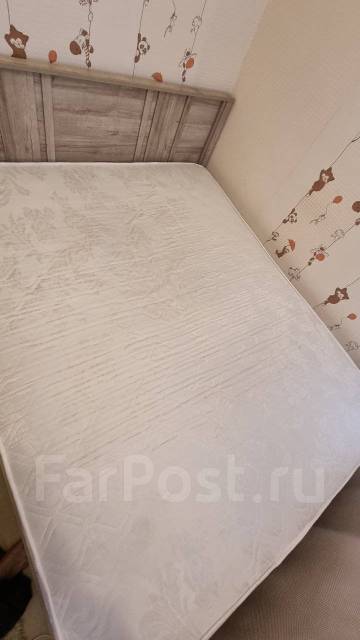 Кровать двуспальная с матрасом, лдсп, серый, 160,0 см, 50,0 см, 200,0 ...