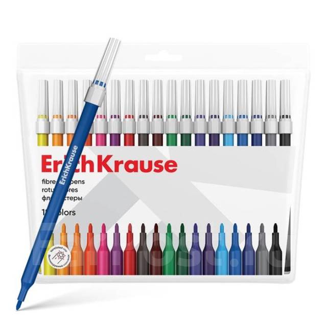 Фломастеры 18 цветов ErichKrause light, в футляре с европодвесом. Цена ...