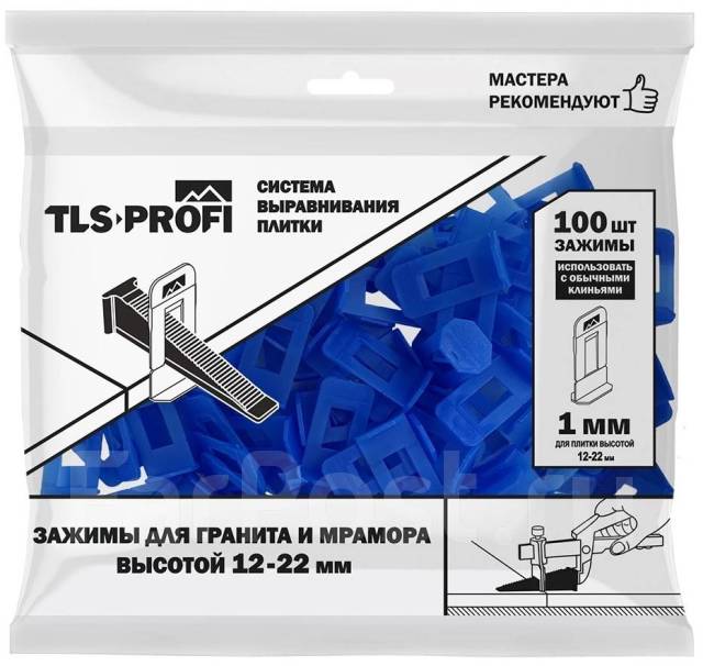 Система выравнивания плитки TLS-Profi Зажим 1мм 100 шт для гранита ...