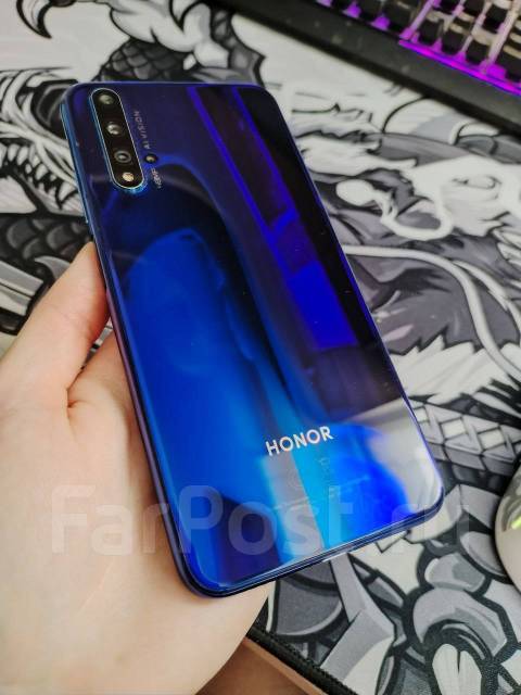 Honor 20, 128 гб, 6.26", моноблок, синий, 3G, 4G LTE, Dual-SIM, NFC, б ...
