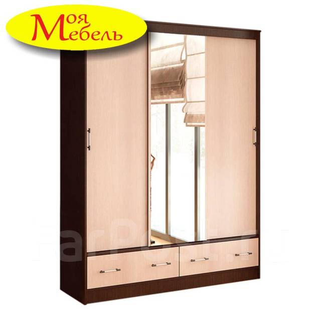 Шкаф-купе Модерн-2, 3-ств с зеркалом 1.50, мдф, количество дверей: 3 ...